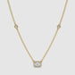 Halo Emerald Cut Solitaire Station Necklace